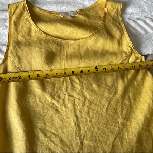 Keen Linen Asymmetrical Mustard Yellow Dress, Sz S - Picture 8 of 9